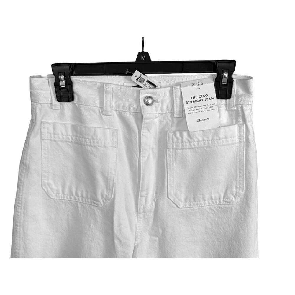 Madewell The Cleo Straight Jean~Size 26~White High Rise Patch Pocket NWT L5 25 - Picture 5 of 12